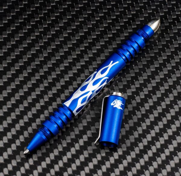 Investigator Pen-Flames-Aluminum Matte Blue