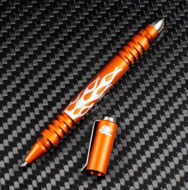Investigator Pen-Flames-Aluminum Matte Orange