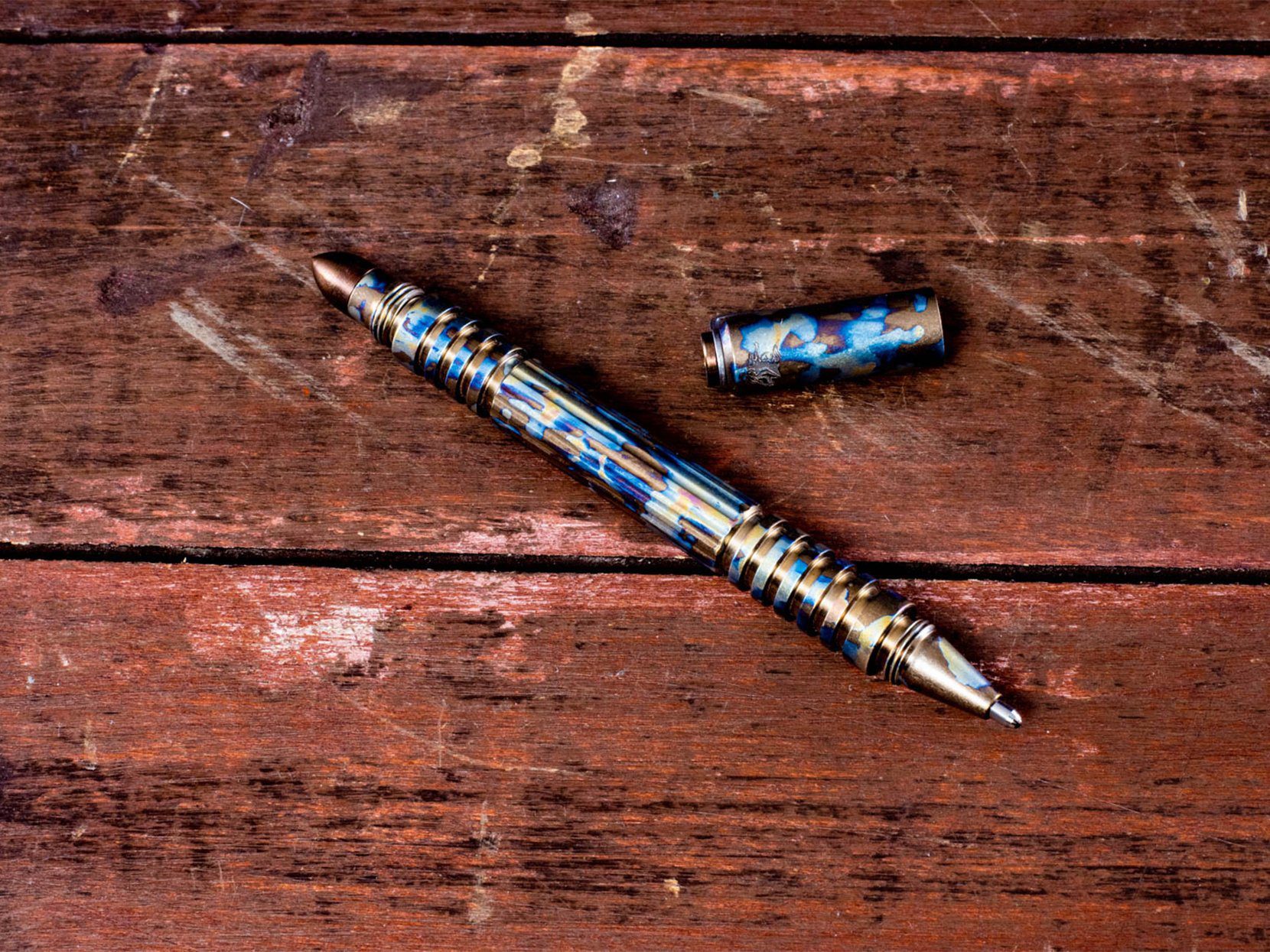 Hinderer Knives Investigator Pen Warhead End Attachment Ano Blue Titanium 