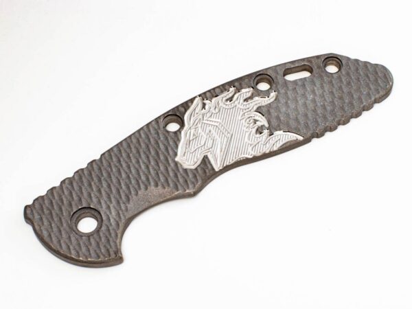 3.5&#8243; XM18 Titanium Scale-Working Finish Textured-Milled Horse Head Logo-Silver