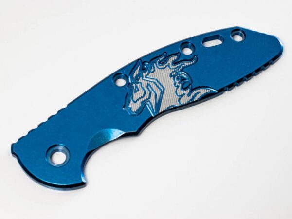 3.5&#8243; XM18 Titanium Scale-Smooth Milled Horse Head Logo-Stonewash Blue-Silver/Blue