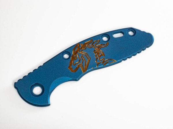 3.0&#8243; XM18 Titanium Scale-Engraved-Smooth-Battle Blue-Bronze Horse Logo