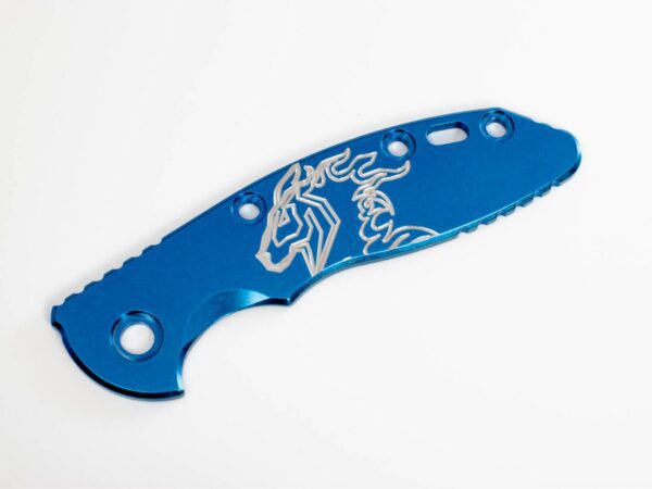 3.0&#8243; XM18 Titanium Scale-Engraved-Smooth-Stonewash Blue-Silver Horse Logo