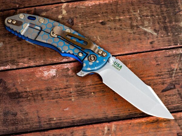 XM-18 3.5&#8243; Skinny Harpoon Spanto-Honeycomb Fade-Stonewash-Gold/Blue-Blue G10