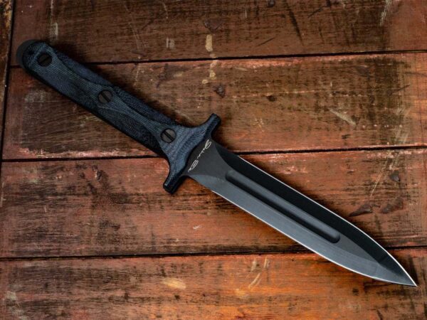 Rick Hinderer Knives &#8220;EK&#8221; Dagger-01 Tool Steel-Black Micarta