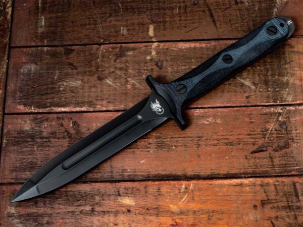 Rick Hinderer Knives &#8220;EK&#8221; Dagger-CPM 3V DLC Black-Black Micarta