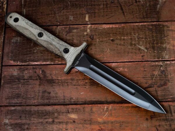 Rick Hinderer Knives &#8220;EK&#8221; Dagger-CPM 3V DLC Black-OD Green Micarta