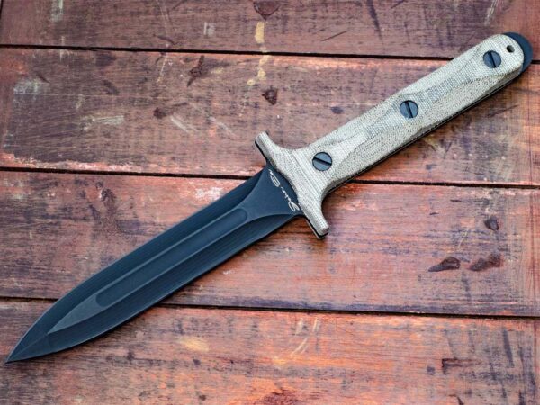 Rick Hinderer Knives &#8220;EK&#8221; Dagger-Hollow Ground-01 Tool Steel-OD Green Micarta