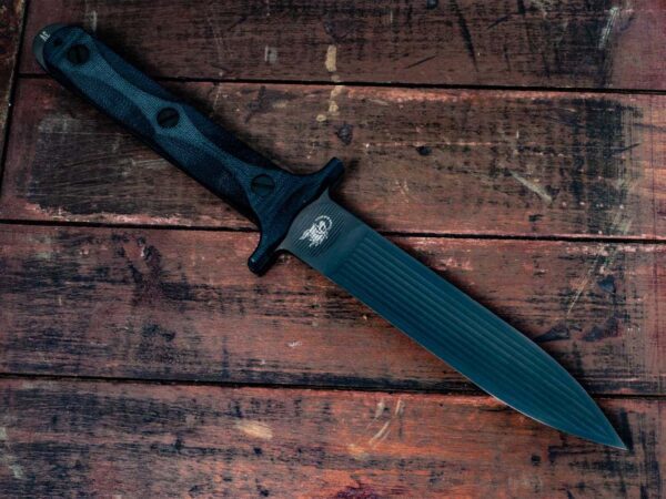 Rick Hinderer Knives &#8220;EK&#8221; Dagger-Hollow Ground-CPM 3V DLC Black-Black Micarta