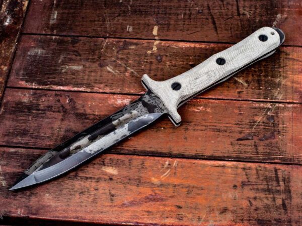 Rick Hinderer Knives &#8220;EK&#8221; Dagger-Battle Field Pickup-BPU381-Hollow Ground-01 Tool Steel-OD Green Micarta