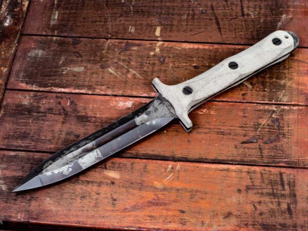 Rick Hinderer Knives &#8220;EK&#8221; Dagger-Battle Field Pickup-BPU382-Hollow Ground-01 Tool Steel-OD Green Micarta