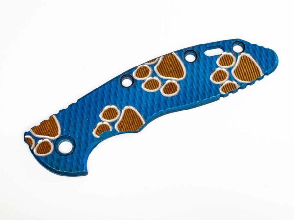 XM-18 3.5&#8243; &#8220;Skinny&#8221;-Titanium Scale-Textured-Milled Dog Paws-Battle Blue-Bronze/Silver