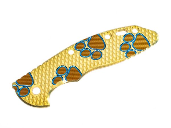 XM-18 3.5&#8243; &#8220;Skinny&#8221;-Titanium Scale-Textured-Milled Dog Paws-Stonewash Yellow-Bronze/Blue