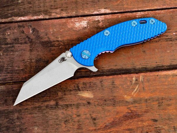 XM-18 3&#8243; Wharncliff-Chaos Paws-Working Finish-Purple/Blue-Blue G10