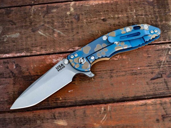 XM-18 3.5&#8243;-LEFT HANDED_Spanto-Working Finish-Battle Blue-Bronze Chaos Dog Paw-Coyote G10