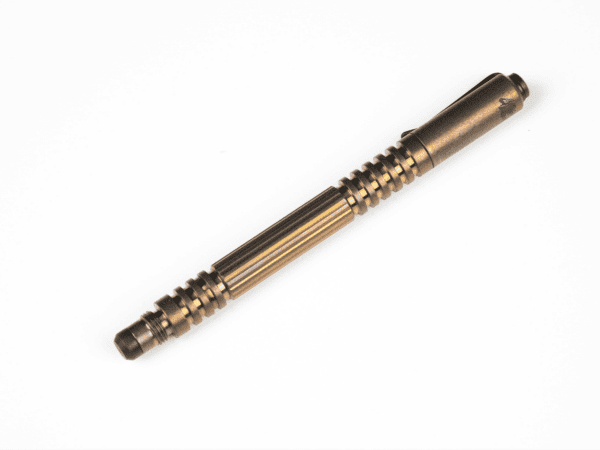 Investigator Pen-Titanium &#8211; Straight Flute &#8211; Stonewash Bronze- Black Hardware