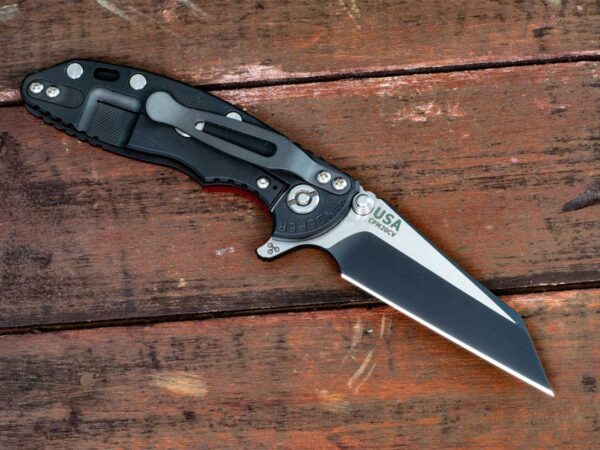 XM-18 3&#8243; Wharncliff-Matte Black-Two Tone-Red G10