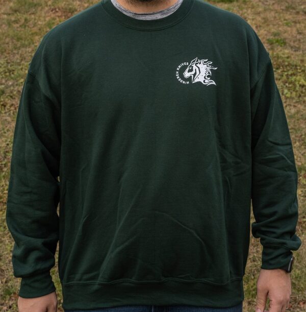 Hinderer Crewneck Sweatshirt Green w/ Distressed Logo