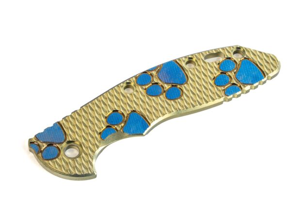 XM-18 3.5&#8243; Titanium Scale-Textured-Gold-Blue-Bronze-Milled Dog Paws