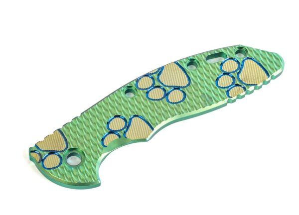 XM-18 3.5&#8243; Titanium Scale-Textured-Bright Green-Gold-Blue-Milled Dog Paws