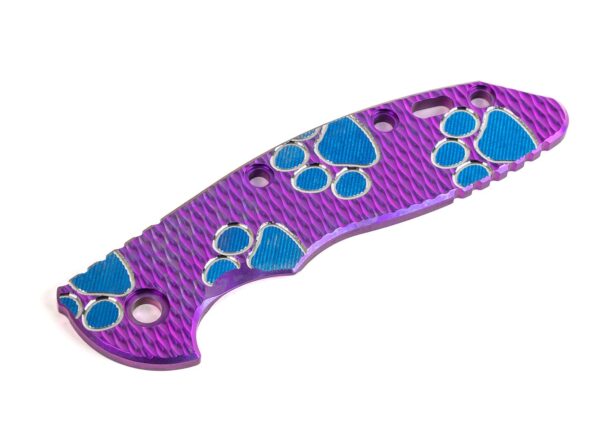 XM-18 3.5&#8243; Titanium Scale-Textured-Bright Purple-Blue-Silver-Milled Dog Paws